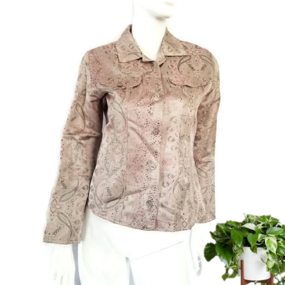 Chico's Utility Shirt Sateen Paisley Silk Blend 1